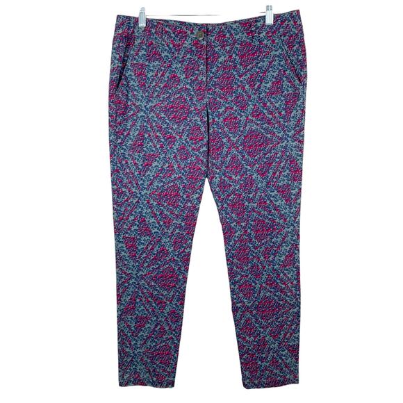 CAbi Pants - Cabi Pants Palm Beach Floral Crop Blue Pink Floral Skinny Stretch 806 Women's 8